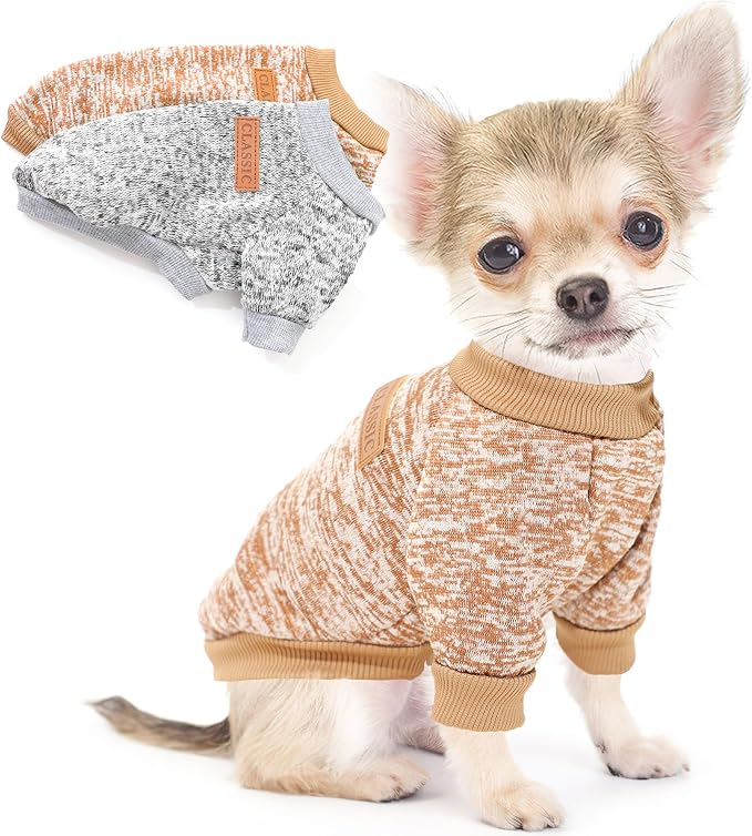2 Pack 2.5-3.5lbs Dog Sweaters for Small Dogs Dog Clothes Winter Fleece Puppy Sweater Warm Pet Outfits for Yorkie, Chihuahua, Bulldog, Dachshund, Pug, XXS