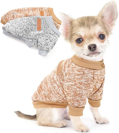 2 Pieces Fleece Dog Sweaters for Small Dogs Puppy Sweaters Warm Dog Clothes Pet Outfit for Yorkie, Chihuahua, Bulldog, Dachshund, Pug,Large