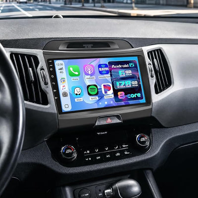 [8Core 6+128GB] Android 15 Car Radio for Kia Sportage 2010-2016 with Wireless Carplay Android Auto, 9 Inch HD Touchscreen Car Stereo with WiFi GPS Bluetooth5.0 FM/RDS 32EQ SWC Backup Camera