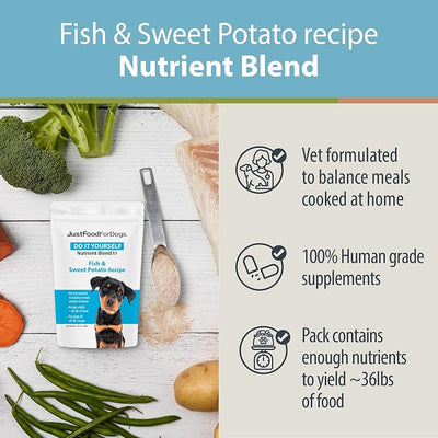 JustFoodForDogs DIY Homemade Fish Dog Food Nutrient Blend and Omega Oil Kit Bundle, Eco-Friendly Algae Oil, Omega-3 Fatty Acids
