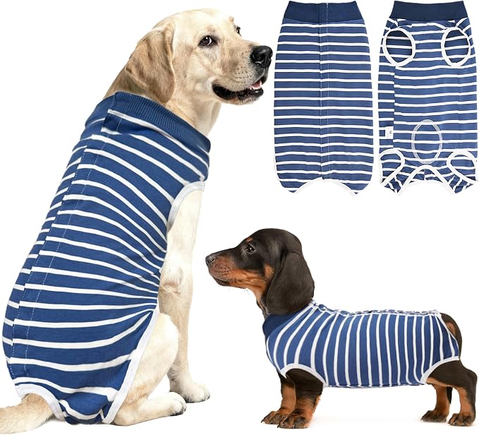 Recovery Suit for Dogs, Soft Dog Surgery Suit for Female Spay Male Neuter | Dog Cone Alternative Surgical Recovery Shirt for Abdominal Wounds, Anti-Licking Pet Clothes for Dogs Cats, Blue, Small