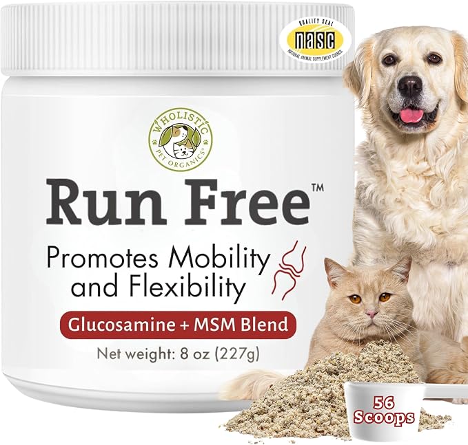 Max Strength Hip and Joint Supplement for Dogs & Cats - Cat & Dog Joint Supplement Powder, Chondroitin & MSM to Support Mobility - Glucosamine for Dogs & Cats - 8 oz - 56 Scoops