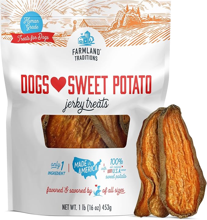 Dogs Love Sweet Potato Dog Treats, Premium Single Ingredient Human Grade Sweet Potato Dog Jerky, 1-Pound Bag
