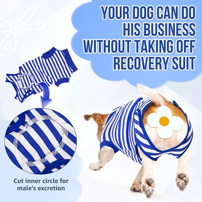 Lukovee Recovery Suit for Dogs, Zipper On Recovery Suit for Female Male Dog, Onesie Abdominal Wounds Cone E-Collar Alternative Prevent Licking Spay Recovery Suit (L, 1BL)