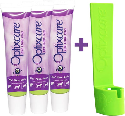 Optixcare Eye Lube Plus Home Kit – 3 x 20g Tubes + Lubricant Holder – Long‑Lasting Eye Lubrication for Pets – Daily Eye Moisture Support
