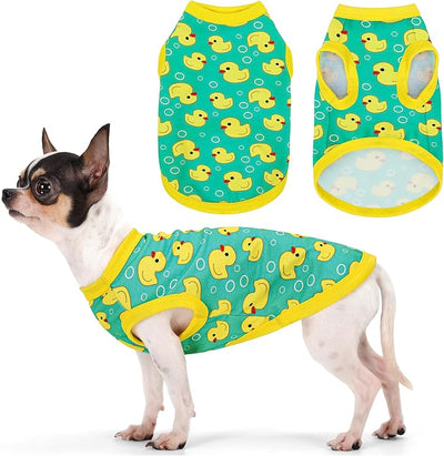 Adorable Yellow Duck Dog Shirt: Lightweight Polyester Cartoon Puppy Vest, Small Medium & Large Dog T-Shirt, Summer Pet Clothes, Cute Dog Apparel, Breathable Dog Tank Top XS