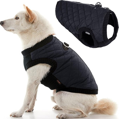 Gooby Fashion Vest Dog Jacket - Black, X-Large - Warm Zip Up Bomber Vest with Dual D Ring Leash - Winter Water Resistant Small Dog Sweater