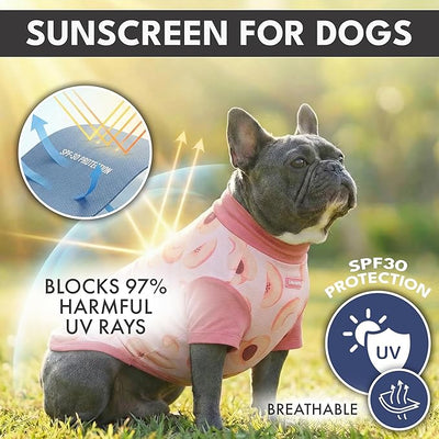 Spark Paws Sunblock Dog T-Shirt, SPF30 Protection, Lightweight Breathable Quick Dry for Dogs with Sensitive Skin - Berries & Peaches (Set of 2) - Size L