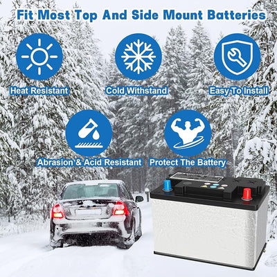 succulentlovers 2PCS 40 x 7 IN Battery Insulation Kit, Universal Car Battery Wrap, 3MM Car Batteries Insulated Blanket Thermal Heat Shield Cover for Extreme Cold & Heat Protection for Vehicle Truck RV