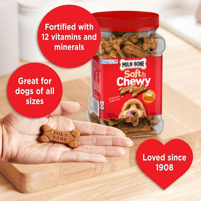 Milk-Bone Soft & Chewy Dog Treats, Made with Real Chicken, 25 Ounce Canister (Pack of 2)
