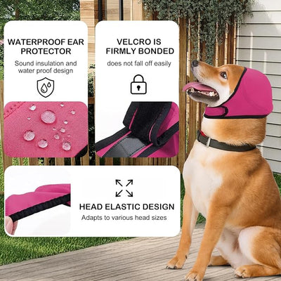 Dog Ear Covers for Bath,Swimming & Grooming Water Resistant Dogs Shower Cap Reusable Dog Ear Protection for Noise, Blow Drying Adjustable Ear Wraps for Aural Hematoma Prevention, Fireworks,Vet Visits
