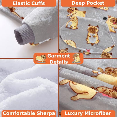 Venustas Heated Blanket Hoodie with Battery Pack, Unisex Oversized Sherpa Wearable Sweatshirt for Women & Men