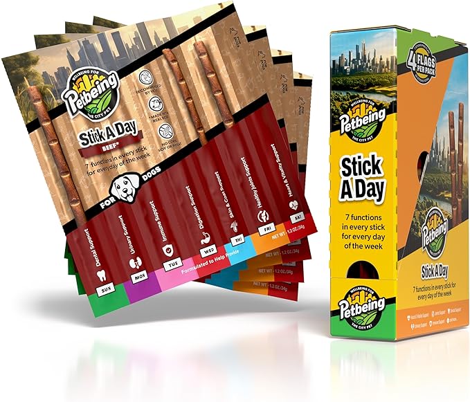 Stick a Day for Dogs | Daily Real Meat Dog Chew Sticks with 7-in-1 Wellness Support | Dog Treats with Vitamins & Nutrients for Daily Routine | Chicken Flavor, 28 Count