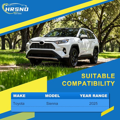 HRSNO® Wiper Blades:3-Pack Windshield Wipers for Toyota Sienna 2025-All-Season Beam Design-Quiet Streak-Free-Exact Fit Replacement for Toyota Cars (28"/20"/12")