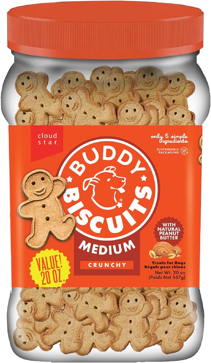 Crunchy Medium Dog Treats, Peanut Butter, 20 oz. Jar