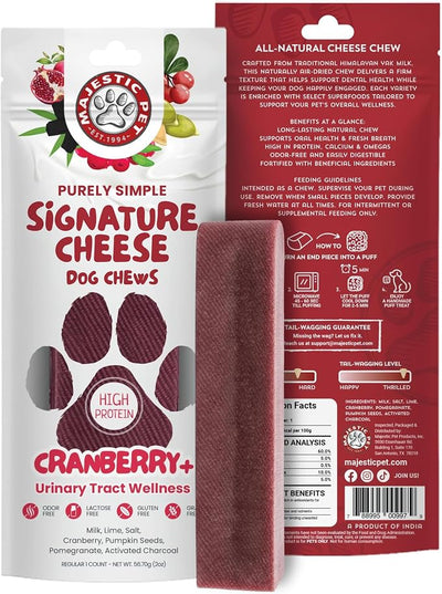 Majestic Pet Himalayan All-Natural Cheese Dog Chews - Long Lasting Dental Chew for Dogs - Healthy Pet Treats with Beneficial Ingredients (Urinary Tract Wellness, Regular, 1 Pack)