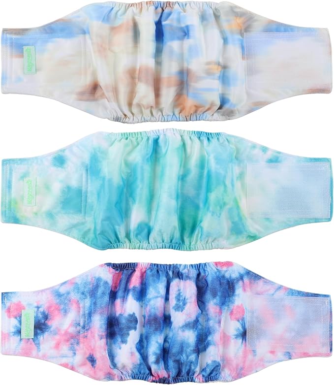 wegreeco Washable Male Dog Belly Band (Stylish Pattern)- Pack of 3 - Washable Male Dog Belly Wrap, Dog Diapers Male (Tie-dye, Sky, Small)