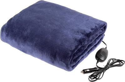 Electric Car Blanket - Outdoor Heated 12V Travel Throw with 3 Settings and Auto Shut-Off - for Road Trips, Tailgating, and Camping by Stalwart (Blue)