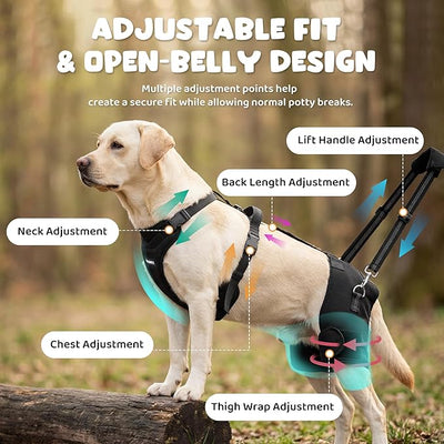 BALAPET BALAPET Dog Hip Brace Support Harness with Lift Handle, Adjustable Hip Support Brace for Large Dogs, Soft Removable Hip Pads, Mobility Assistance Harness for Walking, Stairs & Car Support (L)