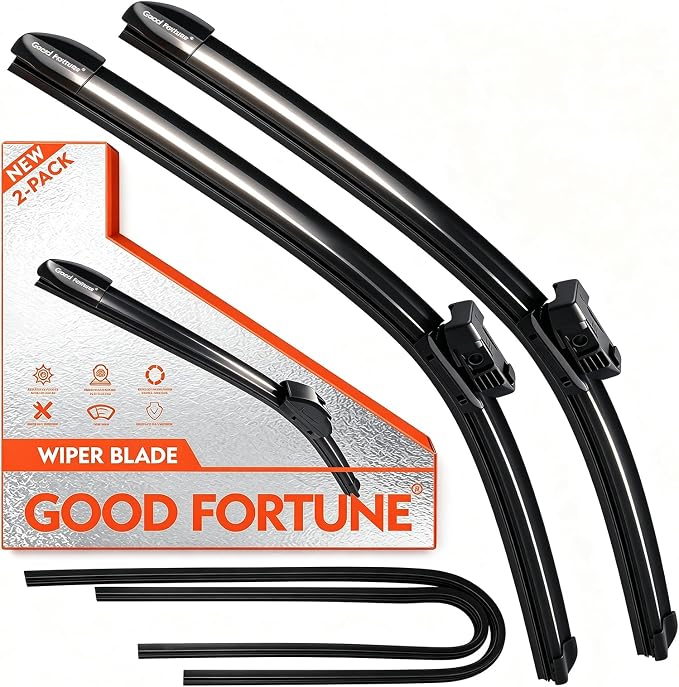 Good Fortune 26"+19"Graphene Coating windshield Wiper Blades Top Lock 2Pack | car Beam Blade|sk6 High Carbon Steel Core|Reusable Frame+2 Refills|for bmw 530i 2017-2025 for Jaguar F-Pace 2017-2025