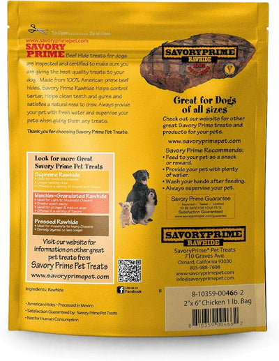 Savory Prime Rawhide Chips Chicken, 1-Pound (046)
