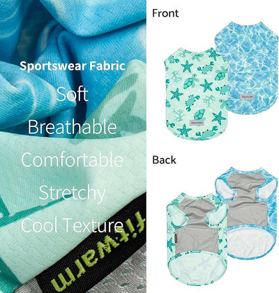 Fitwarm 2 Pack Marine UPF 50+ UV Sun Protection Dog Shirt, Lightweight Cooling Vest, Quick Dry Summer Clothes for Small Dogs Boy Girl, Pet Outfit, Sky Blue, Mint Green, XS