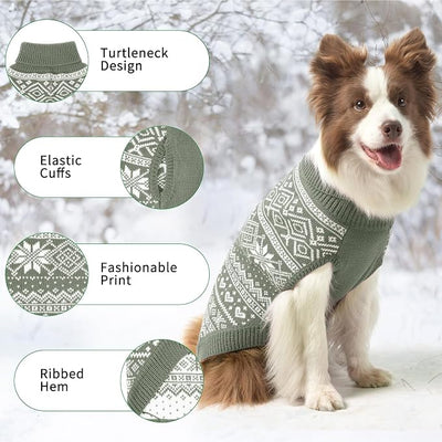 HOMIMP Dog Sweater Argyle - Warm Sweater Winter Clothes Puppy Soft Coat, Ugly Dog Sweater for Small Medium and Large Dogs, Pet Clothing Boy Girl, Grey L