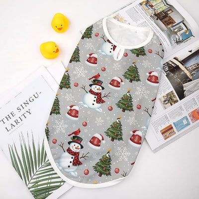 Versatile Soft Sleeveless Dog Cat Shirt Christmas Snowman Red Birds, Breathable Pet Clothes for Daily Wear Holiday Decor, X-Large