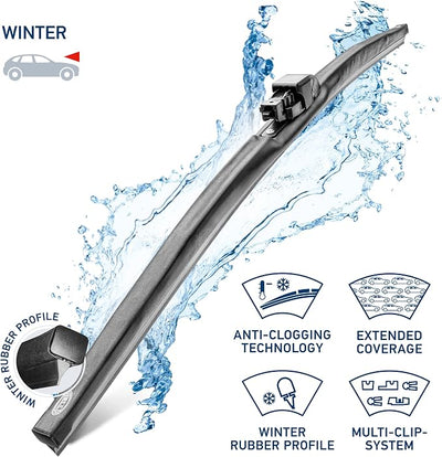 Hella OE Quality 22 Inch Winter Rubber Wiper Blade (Single Blade) fits select Domestic, Asian and European vehicles / 358004221