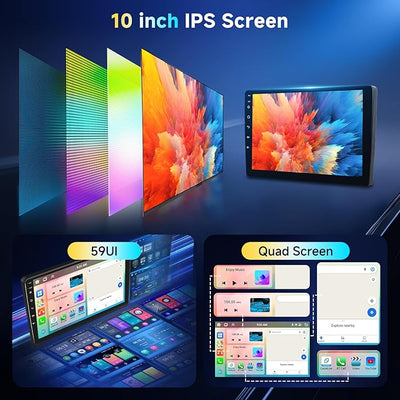 6G+128G 8-Core Android Car Stereo Double Din 10.1 inch Wireless Carplay IPS Touchscreen Car Radio Android Auto Screen with GPS Navi Bluetooth DSP, Mirror Link, WiFi, FM RDS, Backup Camera SWC