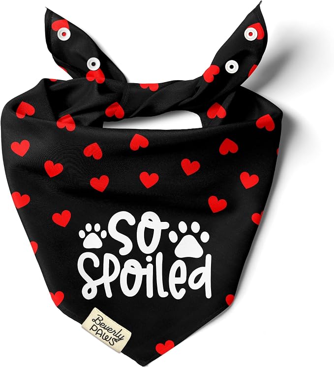 Funny Snap-On Dog Bandana for Small Medium Large Pets, Dogs Cats Adjustable Handkerchief Scarf for Girl & Boy, Cute Puppy Apparel & Accessories (So Spoiled, Medium)