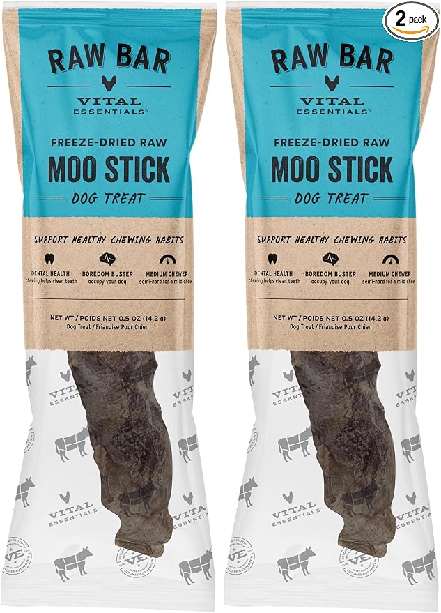 Freeze-Dried Raw Moo Stick Dog Treat & Natural Chew, 2-Pack | Single Ingredient Dog Treat for Medium Chewers | Made in USA