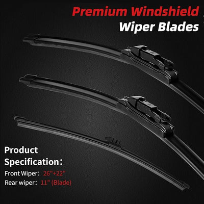 OTUAYAUTO Windshield Wipers Replacement for Ford Explorer 2011-2023 All-Extreme Weather Performance Quiet No Trace Front Rear Wiper Blades 26"+22"+11"(Pack of 3)