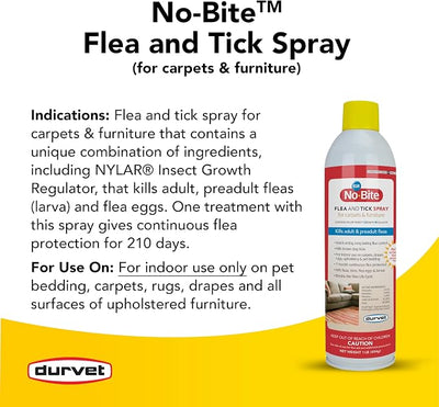Durvet No Bite IGR Flea and Tick Spray, 16 Ounces, for Carpets and Furniture
