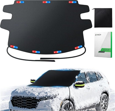 Zanch Upgrade Windshield Cover for Ice & Snow [Fast Install & Removal] 600D Oxford Fabric Against Magnetic Fit Snow, Ice, Frost, Winter Accessories - Fit for Sedan,Small to Mid-Size SUVs - (69''x48'')