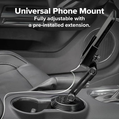 WeatherTech CupFone with Extension – Adjustable, Universal Cup Holder Cell Phone Mount Car & Truck Accessory – Best Design for iPhone & Smartphone Charging – Turquoise Metal Knobs