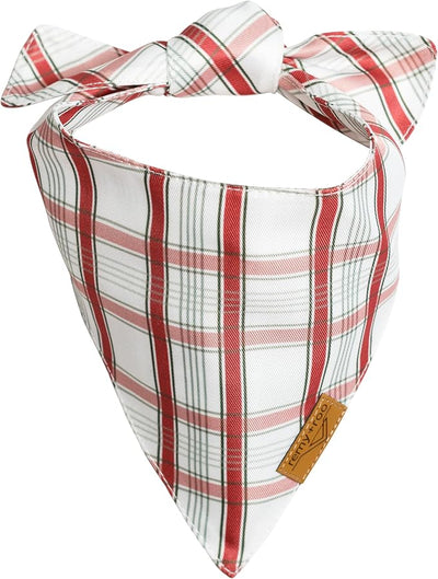 Remy+Roo Dog Bandanas - 2 Pack | Holiday Plaids Christmas Dog Bandanas Set | Premium Durable Fabric | Patented Shape Bandanas for Dogs (Holiday Plaids, Small)