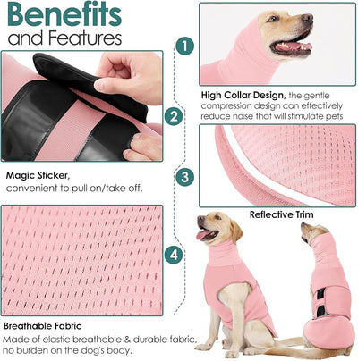 AOFITEE Dog Anxiety Calming Hoodie, Thunder Jacket for Dogs Anxiety, Breathable Calming Shirt for Fireworks, Thunder, Travel, Separation, Pet Hoodies for Noise Block & Ear Protection, XS