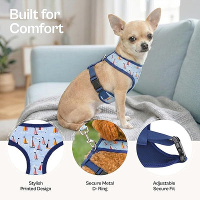 Parisian Pet Sailboat Dog Harness - Breathable No Pull Puppy Harness with Leash Ring - Adjustable Harnesses for Dogs - Soft Padded Step-in Pet Vest - Lightweight Dog Vests for Medium Sized Dogs