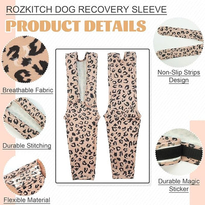 ROZKITCH Dog Surgery Leg Sleeve Front Right Left Leg, Pet Prevent Licking Wound Elbow Knee Protector, Dog Recovery Suit Cone Collar Alternative for Sprain ACL CCL Arthritis Joint Care Brown 2XL