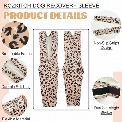 ROZKITCH Dog Front Leg Sleeves for Front Right Left Leg, Pet Prevent Licking Wound Elbow Knee Protector, Dog Recovery Suit Cone Collar Alternative for Sprain ACL CCL Arthritis Joint Care Brown XL