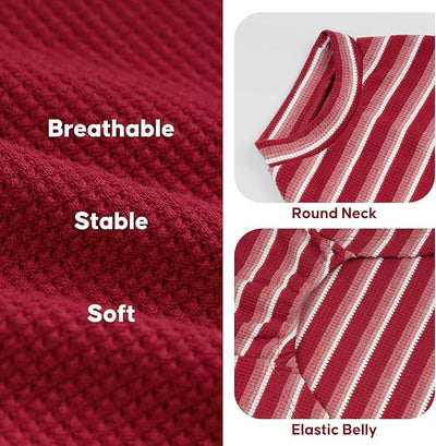 KYEESE 2Pack Waffle Dog Shirts, Lightweight Sleeveless Dog T Shirts for Medium Large Dogs Boy Girl, Breathable Pet Vest Comfortable Tank Top Soft Dogs Clothes for Daily Wear, Red+Striped, 2XL