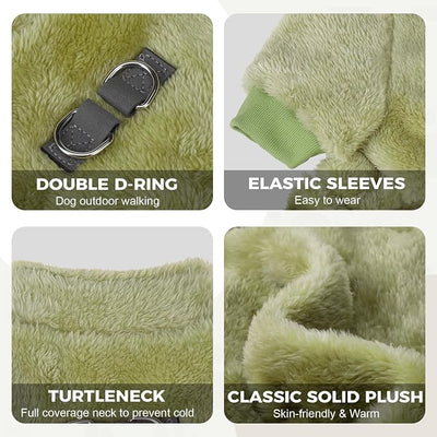 PAWCHIE Dog Fuzzy Velvet Pajamas,Dog Sweater Winter Cloth for Small Dogs Cat,Boy Girl,Pet Jumpsuit, Doggy Apparel for Teacup Yorkie Chihuahua,Green,XS