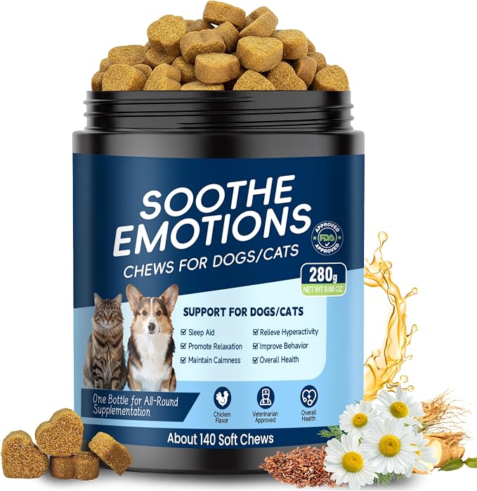 Calming Chews for Dogs, Dog Calming Chews Melatonin Anxiety Relief Bites | Dog Melatonin calming treats, Sleep Aid for Small Medium Large Dogs, Thunder, Noise, Barking, Separation Anxiety, 140 Chews