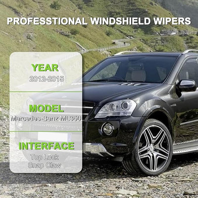 PARRATI® Windshield Wiper Blades for Mercedes-Benz ML350 2012-2015, 3 Pack | 26/23 Inch Front +12 Inch Rear, OEM Replacement, Ultra Quiet, No Streaks All Weather Wiping