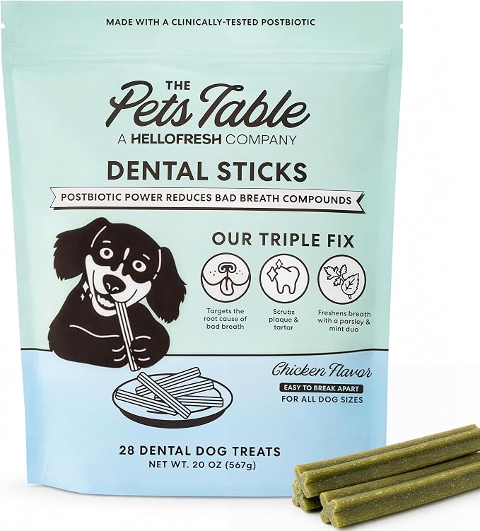 Dental Chews for Dogs 28 Sticks (20 oz), Chicken, Mint & Parsley | Dental Treats/Teeth Cleaning Chews | Removes Plaque and Tarter | Dental Sticks for Bad Breath Treatment | Dental Bones