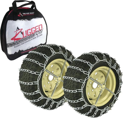 The ROP Shop Pair of 2 Link Tire Chains & Tensioners 18x6.5x8 | For Snow Blowers, Lawn & Garden Tractors, Mowers & Riders, UTV, ATV, 4-Wheelers, Utility Vehicles