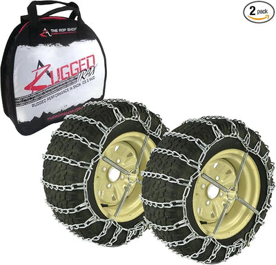The ROP Shop | Pair of 2 Link Tire Chains & Tensioners 25x12x12 for Snow Blowers, Lawn & Garden Tractors, Mowers & Riders, UTV, ATV, 4-Wheelers, Utility Vehicles