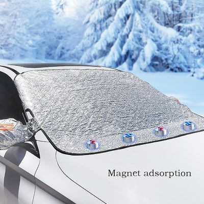 Car Windshield Snow Cover for Subaru WRX 2015 2016 2017 2018 2019 2020 2021, Magnetic Front Window Sunshade 4-Layer Protection for Snow Ice Frost with Side Mirror Cover Exterior Accessories