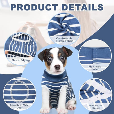 Recovery Suit for Dogs, Soft Dog Surgery Suit for Female Spay Male Neuter | Dog Cone Alternative Surgical Recovery Shirt for Abdominal Wounds, Anti-Licking Pet Clothes for Dogs Cats, Blue, Medium